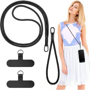 Phone Crossbody Strap, Anti Theft Crossbody Phone Lanyard with 1 Mobile Phone Wrist Strap 2 Phone Patch Tether Pads