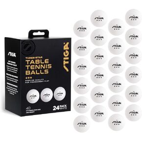 Stiga 3-Star Table Tennis Balls, White (24 Pack)