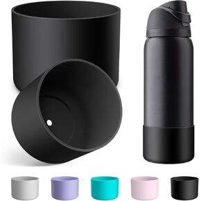 2PCS Silicone Water Bottle Boot for Owala 24oz 32oz 40oz, Anti-Slip Protective Sleeve Bottom Bumper Protector for FreeSip, Twist, and Flip Stainless Steel Water Bottles