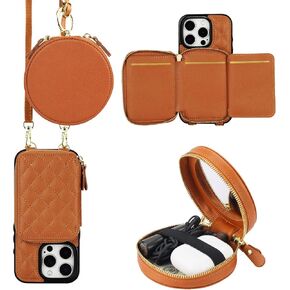 Bocasal A Stylish Crossbody Wallet Case for iPhone 16 Pro + A Mini Round Pouch Bag