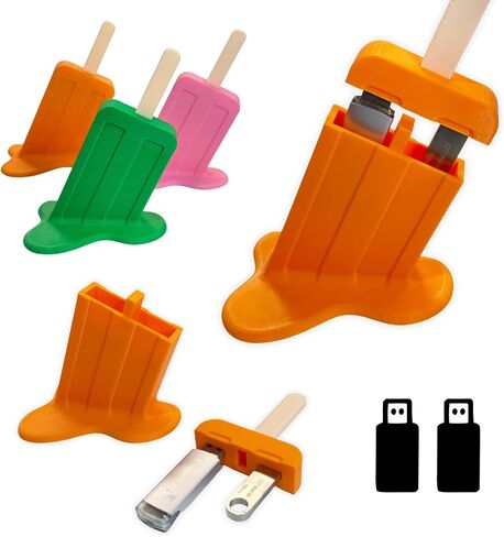 USB Flash Drive Case Ice Cream Model USB Memory Stick Storage Organizer Electronic Accessories Holder Cover for USB Flash Drive Lovely Office Home Desktop Storage and Decor (Orange) in Kuwait