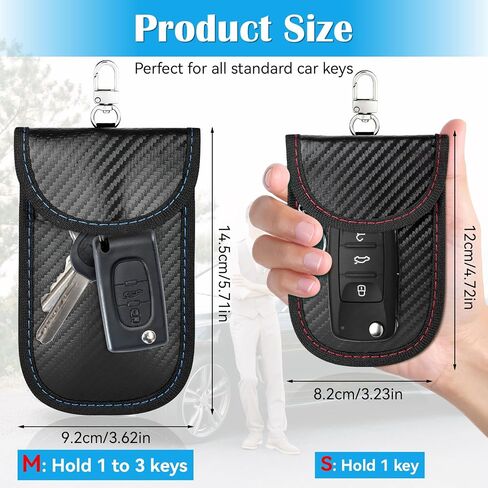 2 Pack Faraday Key Fob Protector, Premium Car RFID Signal Blocking Pouch, Secure Faraday Bag for Car Key Fob, Anti-Theft Case (Red+Blue, Small) in Kuwait