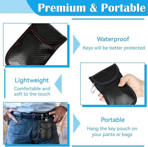 2 Pack Faraday Key Fob Protector, Premium Car RFID Signal Blocking Pouch, Secure Faraday Bag for Car Key Fob, Anti-Theft Case (Red+Blue, Small) in Kuwait