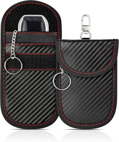 2 Pack Faraday Key Fob Protector, Premium Car RFID Signal Blocking Pouch, Secure Faraday Bag for Car Key Fob, Anti-Theft Case (Red+Blue, Small) in Kuwait
