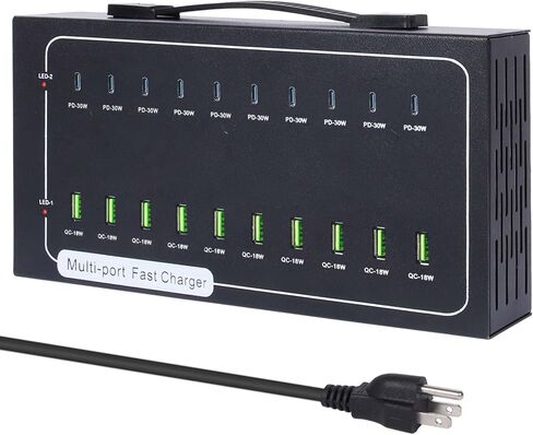 480W USB Charging Station, 20 Port Fast Charging Station for Multiple Devices, PD3.0/QC4.0 Multi-Protocol, Smart Power Delivery & Overload Protection for iPhone, iPad, Tablet, and More in Kuwait