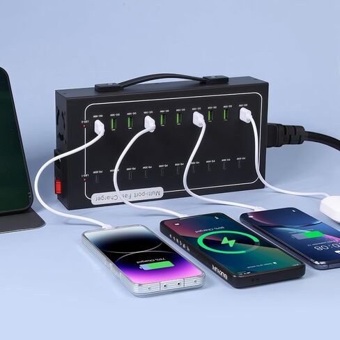 480W USB Charging Station, 20 Port Fast Charging Station for Multiple Devices, PD3.0/QC4.0 Multi-Protocol, Smart Power Delivery & Overload Protection for iPhone, iPad, Tablet, and More in Kuwait