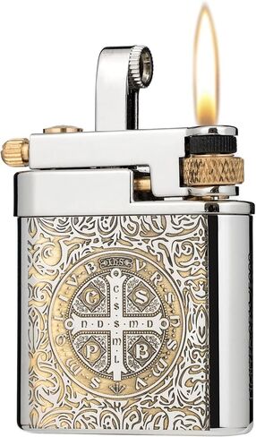 Antique Brass Lighter for Men, Flint Wheel Soft Flame, Vintage Lift Arm Design, Durable Outdoor Use, Gift for Men Dad Husband (Constantine) in Saudi Arabia