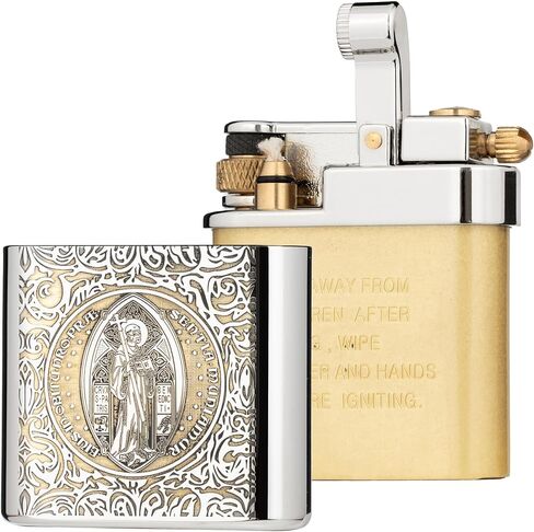 Antique Brass Lighter for Men, Flint Wheel Soft Flame, Vintage Lift Arm Design, Durable Outdoor Use, Gift for Men Dad Husband (Constantine) in Saudi Arabia