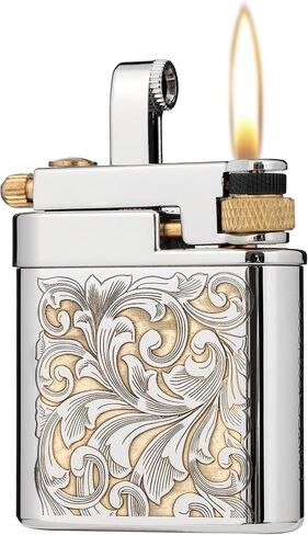 Antique Brass Lighter for Men, Flint Wheel Soft Flame, Vintage Lift Arm Design, Durable Outdoor Use, Gift for Men Dad Husband (Constantine) in Saudi Arabia