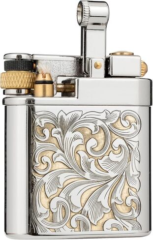 Antique Brass Lighter for Men, Flint Wheel Soft Flame, Vintage Lift Arm Design, Durable Outdoor Use, Gift for Men Dad Husband (Constantine) in Saudi Arabia