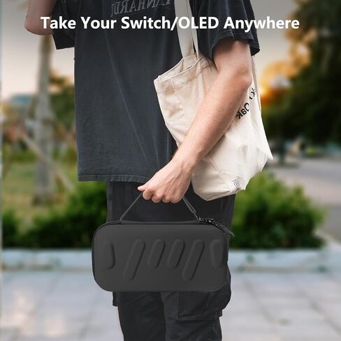 bibuks Switch Carrying Case Compatible with Nintendo Switch & Switch OLED, Portable Switch Travel Carry Case, Protective Hard Shell Pouch with Pockets for Accessories and Games (Black, Medium) in Kuwait