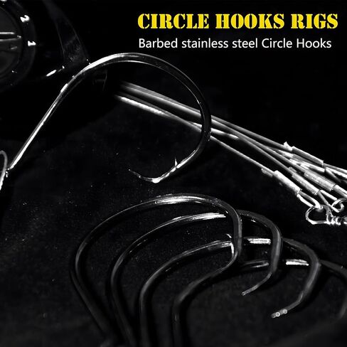 YOTO Circle Hook Rigs, 25PCS Saltwater Steel Octopus Hooks with Leader Wire – Ready-to-Fish Setup for Catfish and Bass in Saudi Arabia