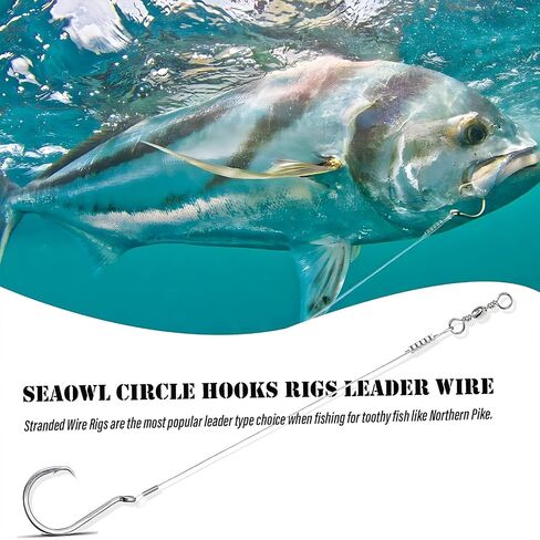 YOTO Circle Hook Rigs, 25PCS Saltwater Steel Octopus Hooks with Leader Wire – Ready-to-Fish Setup for Catfish and Bass in Saudi Arabia