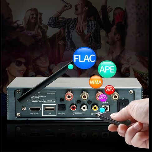 مضخم طاقة Bluetooth ، 100Wx2 2 مضخم قناة Mini Hi-Fi استقبال ستيريو ، استريو أمبير ث/HDMI (ARC) ، OPT ، Coax ، USB ، AUX ، RCA ، للتحدث المنزلية مع الباس والتحكم الثلاثي (رمادي) in Kuwait