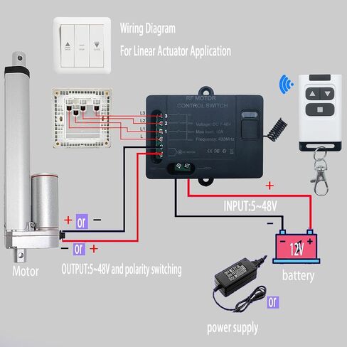 مرحل DC5V-12V 20A، مفتاح التحكم عن بعد اللاسلكي DC، مفتاح التحكم عن بعد للأمام والخلف 12 فولت للستائر وقضبان الأبواب والسيارات والقوارب والمحركات. (DC 2Way XLJ) in Kuwait