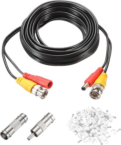 كبل طاقة فيديو Meccanixity BNC ، 5M/16ft All-in-One كاميرا سلك سلك سلك DC سلك التمديد لأمان CCTV DVR Camera System Pluge & Play Cord ، 1 مجموعة أسود in Kuwait