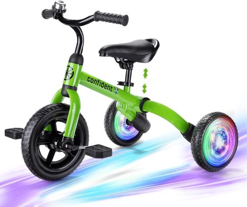 YGJT 3 in 1 Lighting Tricycle for Toddlers Age 2-5 Years Old, Folding Kids Balance Bike with Adjustable Seat and Removable Pedal, Toddler Bike Ride-on Toys for Infant, Gifts for Baby Boys Girls in Kuwait