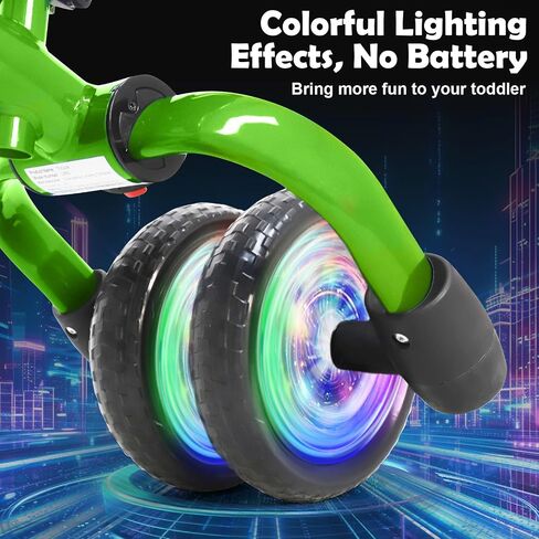 YGJT 3 in 1 Lighting Tricycle for Toddlers Age 2-5 Years Old, Folding Kids Balance Bike with Adjustable Seat and Removable Pedal, Toddler Bike Ride-on Toys for Infant, Gifts for Baby Boys Girls in Kuwait