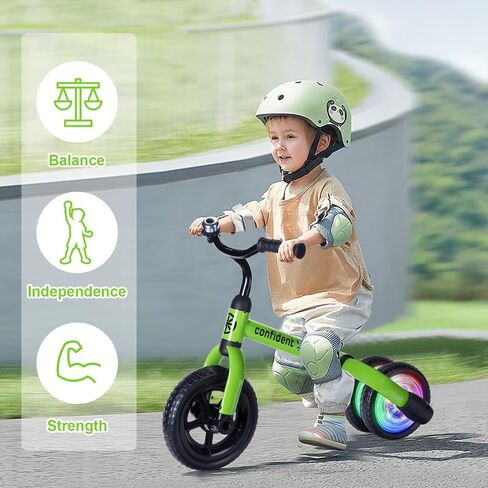 YGJT 3 in 1 Lighting Tricycle for Toddlers Age 2-5 Years Old, Folding Kids Balance Bike with Adjustable Seat and Removable Pedal, Toddler Bike Ride-on Toys for Infant, Gifts for Baby Boys Girls in Kuwait