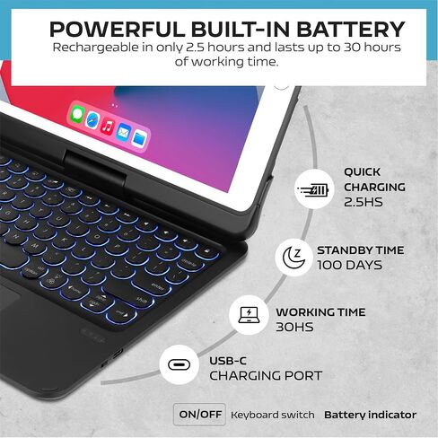 حالة لوحة المفاتيح لـ iPad Air 11 بوصة (M3 2025/M2 2024) ، 360 درجة لوحة مفاتيح قابلة للتدوير مع لوحة اللمس لـ iPad Pro 11 بوصة (4th/3rd/2nd/1st gen) in Kuwait