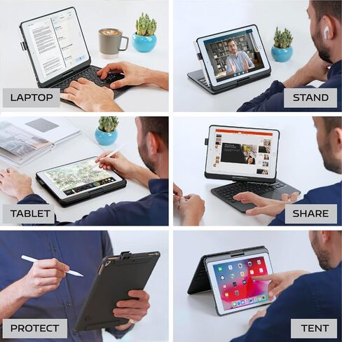 حالة لوحة المفاتيح لـ iPad Air 11 بوصة (M3 2025/M2 2024) ، 360 درجة لوحة مفاتيح قابلة للتدوير مع لوحة اللمس لـ iPad Pro 11 بوصة (4th/3rd/2nd/1st gen) in Kuwait