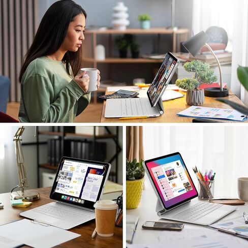 Magic Keyboard Case for 2025 iPad 11th (A16) & iPad 10th Generation (10.9-inch): Smart Multi-Touch Trackpad, RGB Backlit, Function Row, Off White in Kuwait