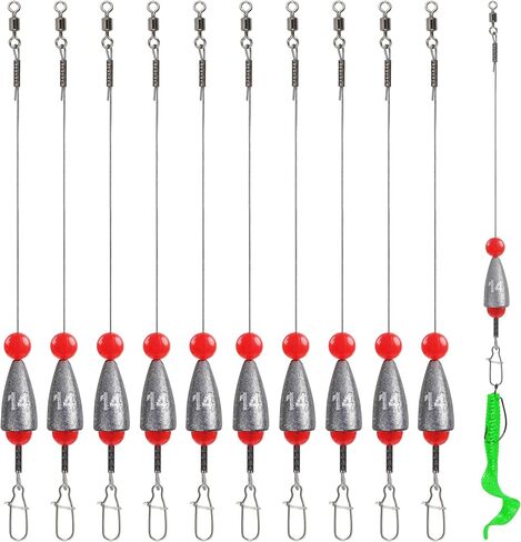 OROOTL Carolina Rigs for Fishing, 10pcs Pre Rigged Carolina Ready Rigs Steel Leaders with Bullet Fishing Weights Carolina Rigs for Bass Walleye Trout Fishing 3/8oz 1/2oz 3/4oz in Kuwait