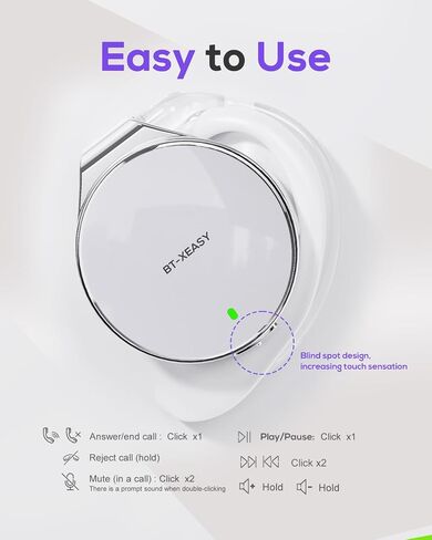 On Ear Headphones Bluetooth 5.4, Noise Cancelling Open Ear Headphones Wireless, Water-Drop Shaped Clip On Sport Headset Bluetooth with 4 Microphone, Comfort Fit Earphones with Long Battery Life in Kuwait