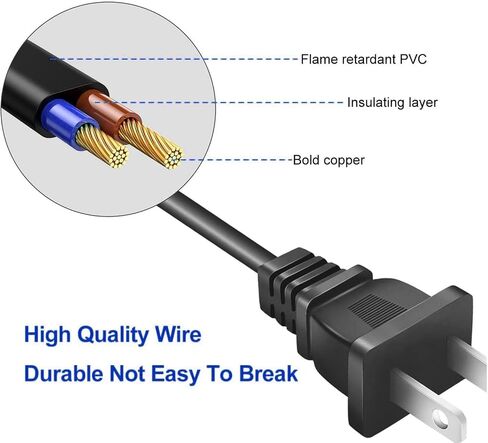 لاستبدال سلك TV TV Samsung 2 PRONG TV Power Cord 10 FT لـ LG TCL ROKU SONY HISENS in Kuwait