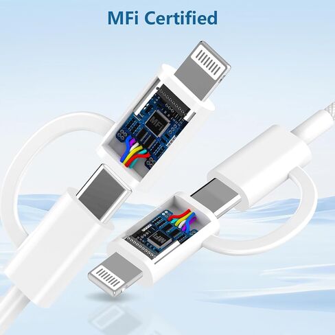 2 in 1 iPhone Fast Charging Cable, 2Pack USB C to USB C Cable 100W USB C Fast Charging CarPlay Cable Multi Charger Cord Auto Link with Lightning Adapter for iPhone 16 15 14 13 12 iPad Airpods, Galaxy in Saudi Arabia