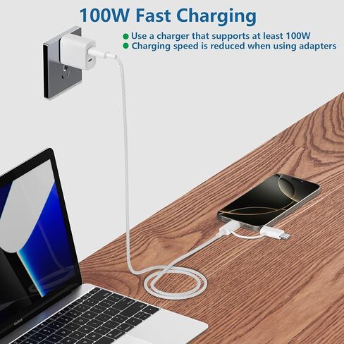 2 in 1 iPhone Fast Charging Cable, 2Pack USB C to USB C Cable 100W USB C Fast Charging CarPlay Cable Multi Charger Cord Auto Link with Lightning Adapter for iPhone 16 15 14 13 12 iPad Airpods, Galaxy in Saudi Arabia