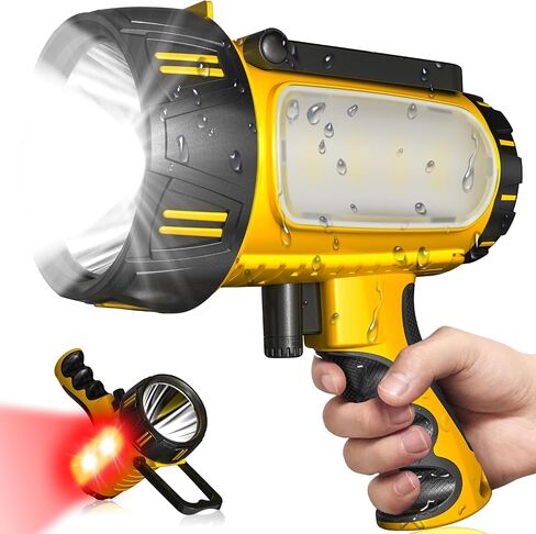 Super Bright Rechargeable Spotlight,2000,000 LM LED Flashlight Handheld Spotlight,10000mAh Spot Lights Outdoor Runtime Up to 48 Hrs,Flashlight Searchlight,Flood Camping Hunting Boating,with Tripod in Saudi Arabia