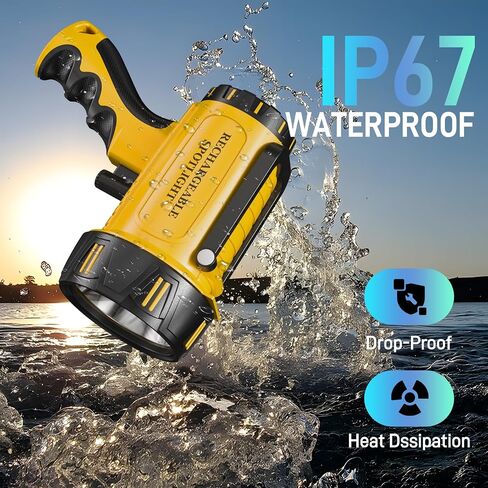 Super Bright Rechargeable Spotlight,2000,000 LM LED Flashlight Handheld Spotlight,10000mAh Spot Lights Outdoor Runtime Up to 48 Hrs,Flashlight Searchlight,Flood Camping Hunting Boating,with Tripod in Saudi Arabia