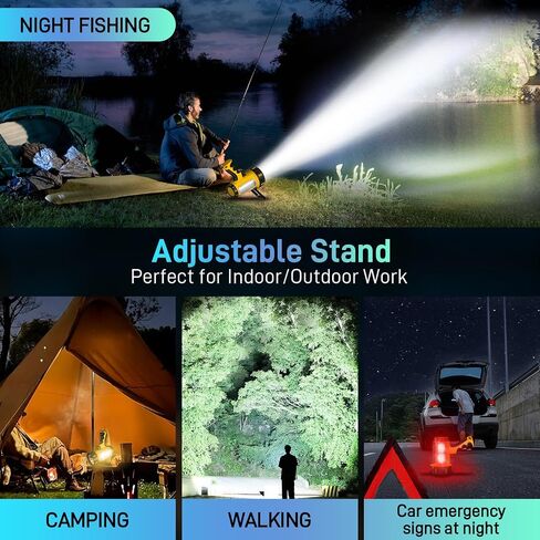 Super Bright Rechargeable Spotlight,2000,000 LM LED Flashlight Handheld Spotlight,10000mAh Spot Lights Outdoor Runtime Up to 48 Hrs,Flashlight Searchlight,Flood Camping Hunting Boating,with Tripod in Saudi Arabia