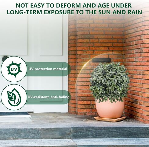 Artificial Boxwood Topiary Balls UV Resistant 22'' - Set of 2 for Outdoor and Indoor Faux Plants for Front Porch DéCor Fake Ball Shrubs Potted (22 inches, Eucalyptus 1 Ball) in Saudi Arabia
