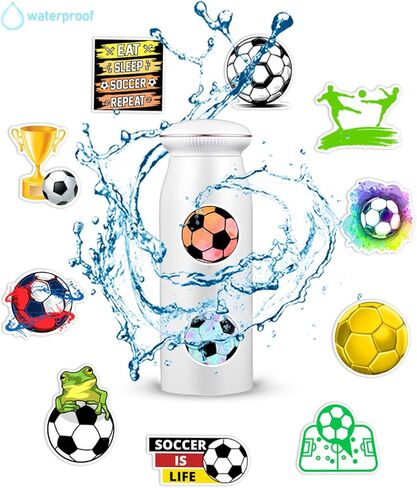 100pcs Soccer Sport Stickers for Water Bottle, Cool Soccer Gift Vinyl Waterproof Decal for Kids Teen Boy Adult Laptop Phone Skateboard Guitar Luggage Notebook Helmet (100pcs Soccer) in Kuwait