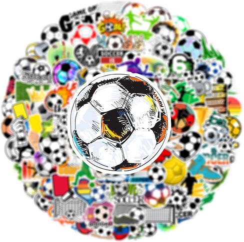 100pcs Soccer Sport Stickers for Water Bottle, Cool Soccer Gift Vinyl Waterproof Decal for Kids Teen Boy Adult Laptop Phone Skateboard Guitar Luggage Notebook Helmet (100pcs Soccer) in Kuwait
