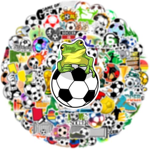 100pcs Soccer Sport Stickers for Water Bottle, Cool Soccer Gift Vinyl Waterproof Decal for Kids Teen Boy Adult Laptop Phone Skateboard Guitar Luggage Notebook Helmet (100pcs Soccer) in Kuwait