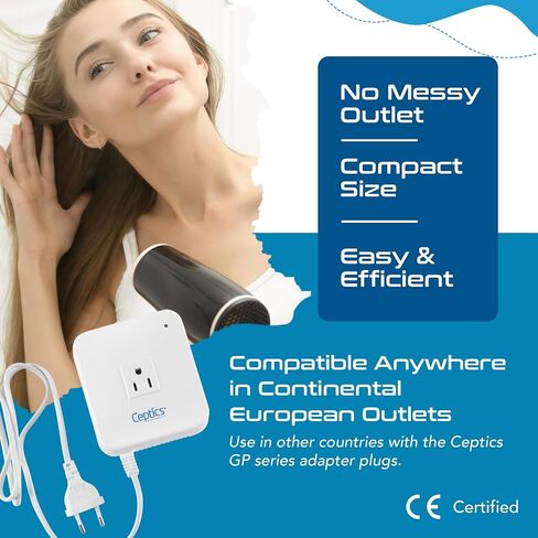 Ceptics 300 Watt Step Down Voltage Converter – Converts 220V/240V to 110V/120V – Perfect for Hair Straighteners, Laptops, and Chargers – CE Certified Travel Converter in Saudi Arabia