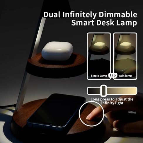 Magnetic Wireless Charger 3 in 1 Tower Standing Upright Double Layer Night Light High-Power Convenient Compatible with Cellphones/Wireless Earbuds/Apple Watch (Wood Grain Style) in Saudi Arabia
