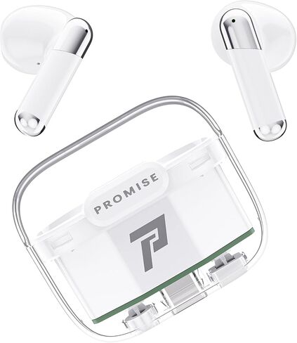 Earbuds Bluetooth5.3 for TikTok Remote Control Earphones, Sleek Transparent Wireless in-Ear Headphones Product,ENC Noise Cancelling Mic HiFi Stereo Deep Bass 40H Playback,Fashion Charging case(White) in Saudi Arabia