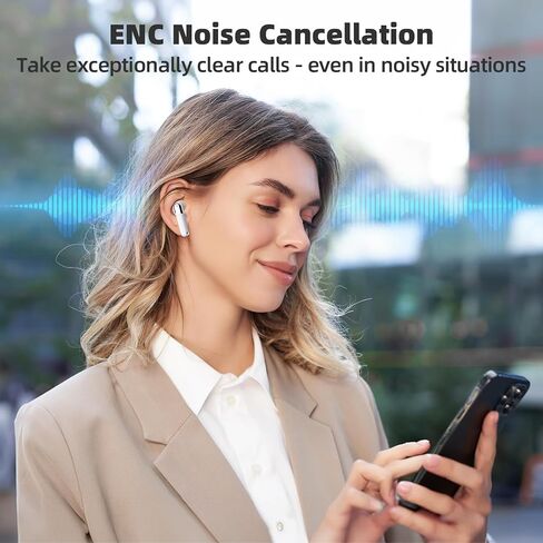 Earbuds Bluetooth5.3 for TikTok Remote Control Earphones, Sleek Transparent Wireless in-Ear Headphones Product,ENC Noise Cancelling Mic HiFi Stereo Deep Bass 40H Playback,Fashion Charging case(White) in Saudi Arabia