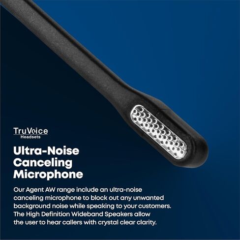 TruVoice AW80 Wireless Headset with Remote Answer Cord Compatible with Polycom VVX210 250 310 400 410 500 600 1500 IP320 321 330 331 335 430 450 550 560 650 670 - Connects to Desk Phone, PC and Cell in Saudi Arabia
