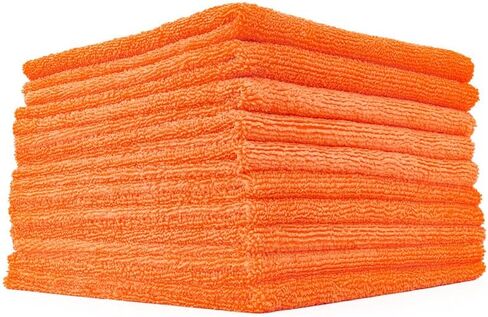 The Rag Company - Edgeless 365 Microfiber Towels (10-Pack) Premium 70/30 Blend, Professional Polishing, Wax Removal, Auto Detailing, 365gsm, 16in x 16in, Gold in Kuwait