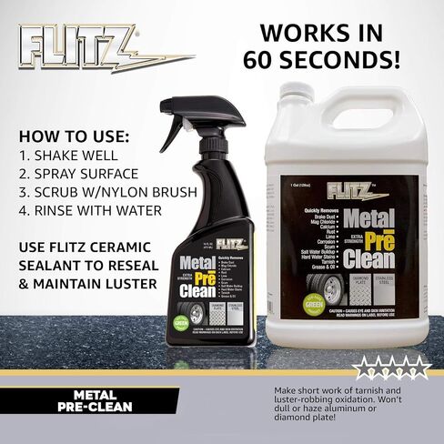 Flitz Industrial Strength Metal Pre Clean to Remove Corrosion, Rust, Calcium, Lime and More, Works in 60 Seconds, 16 Ounce in Kuwait