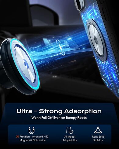 Magnetic Cup Phone Holder Car Wireless Charger for MagSafe, 15W Fast Charging Car Mount Stand for iPhone 16 Pro Max/15/14/13/12, Cupholder Expander, LED Light Ring, Strong N52 Magnets in Saudi Arabia