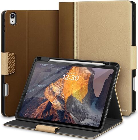 KingBlanc for Air 13-inch Case (M3 2025/M2 2024) with Built-in Pencil Holder, PU Leather Durable Protective Stand Folder Cover, Auto Wake/Sleep, Multi-Angle for Viewing/Typing, Magnetic Clasp, Brown in Kuwait