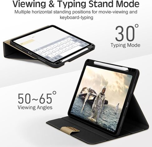 KingBlanc for Air 13-inch Case (M3 2025/M2 2024) with Built-in Pencil Holder, PU Leather Durable Protective Stand Folder Cover, Auto Wake/Sleep, Multi-Angle for Viewing/Typing, Magnetic Clasp, Brown in Kuwait