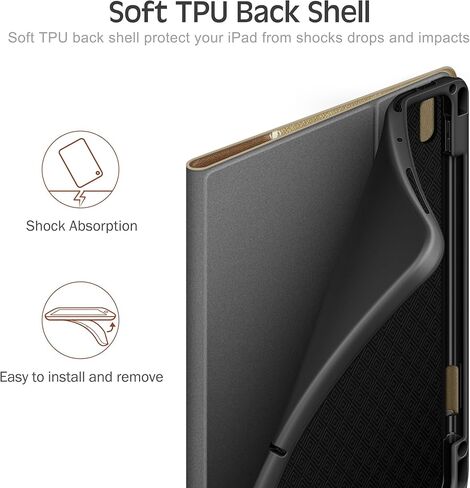 KingBlanc for Air 13-inch Case (M3 2025/M2 2024) with Built-in Pencil Holder, PU Leather Durable Protective Stand Folder Cover, Auto Wake/Sleep, Multi-Angle for Viewing/Typing, Magnetic Clasp, Brown in Kuwait