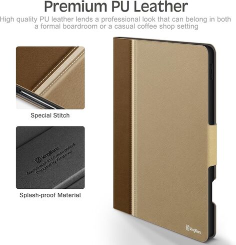 KingBlanc for Air 13-inch Case (M3 2025/M2 2024) with Built-in Pencil Holder, PU Leather Durable Protective Stand Folder Cover, Auto Wake/Sleep, Multi-Angle for Viewing/Typing, Magnetic Clasp, Brown in Kuwait
